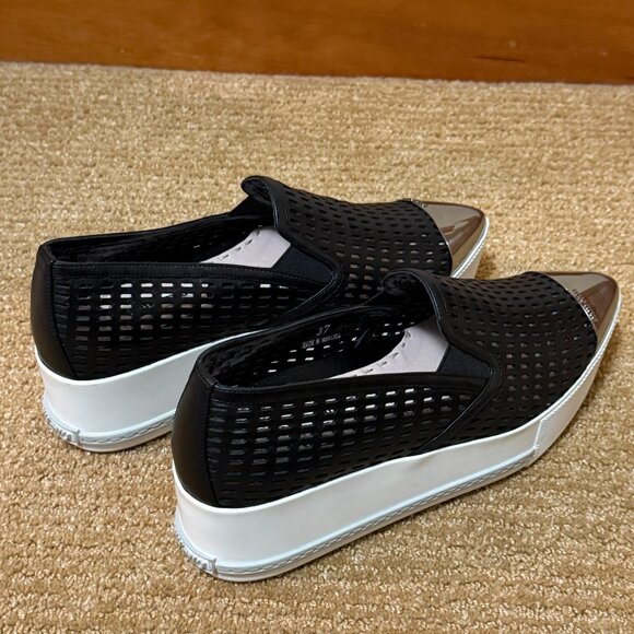 Miu Miu Platform Perforated Leather Metal Cap Toe Sneakers - Picture 7 of 9